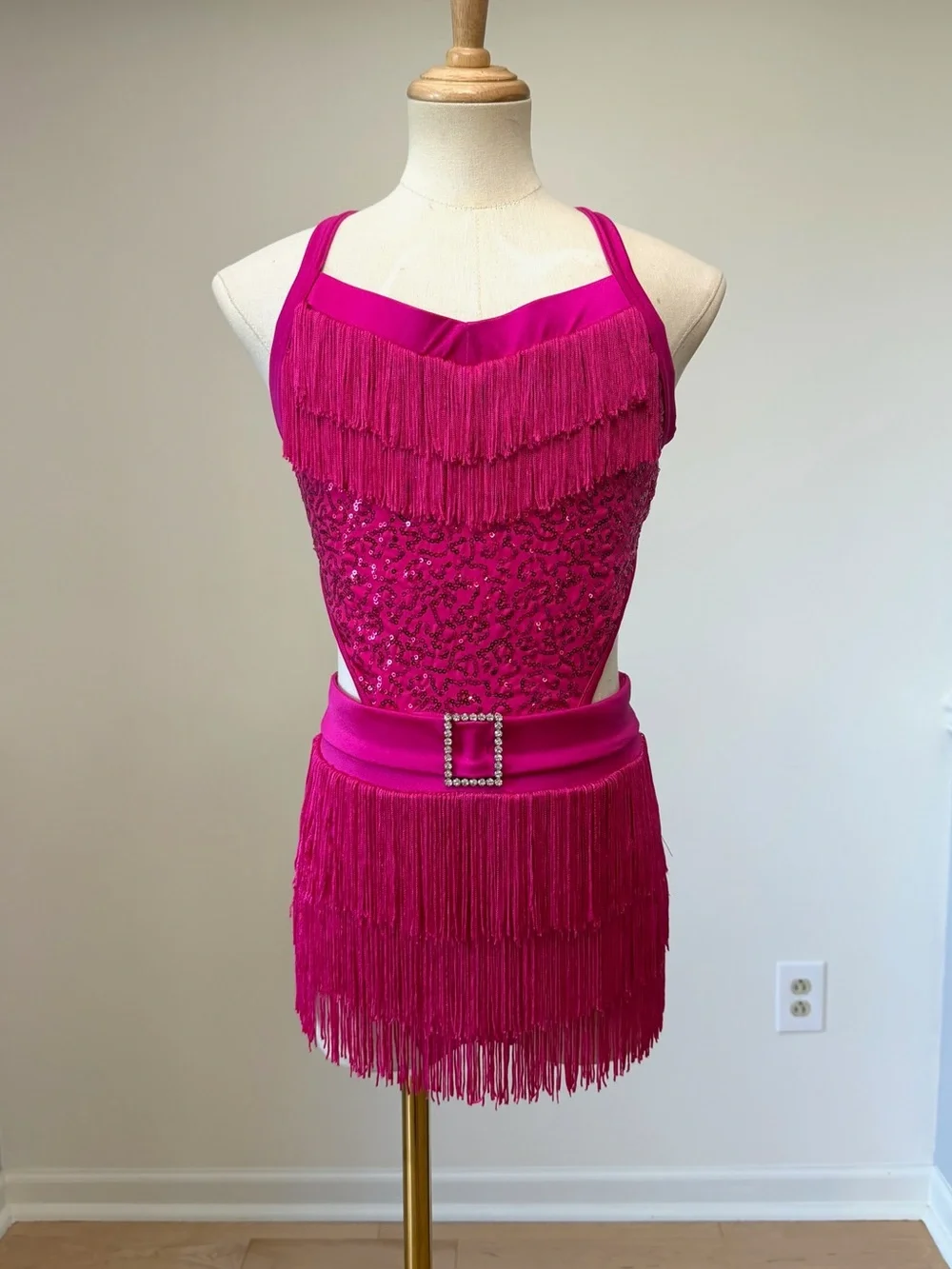 Hot pink fringe dress